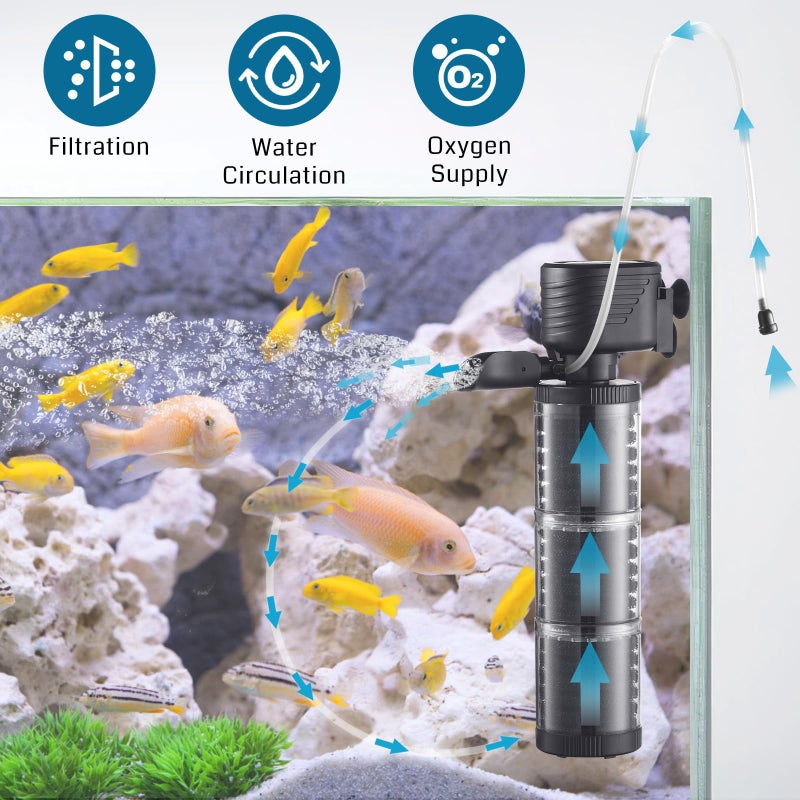 SainSmart XpertMatic 3 Stages 475 GPH Aquarium Filter for Up to 120 Gallon Fish Tank, Modern Style, Black ABS Material, Aquarium Filter, Pond Filter - Image 3